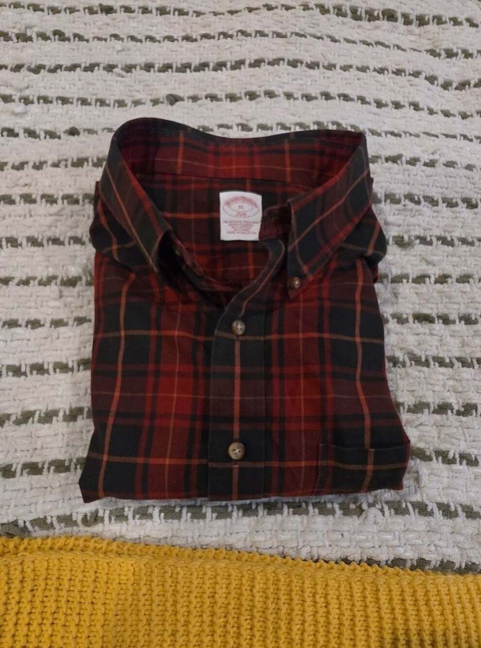 Brooks Brothers 346 Red Black Plaid Flannel Button Down Shirt XL